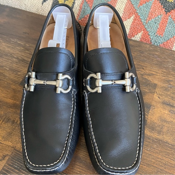 Salvatore Ferragamo ‘Parigi 5’ $795 Horsebit Drives Loafers Black Leather 7.5 - Picture 3 of 17